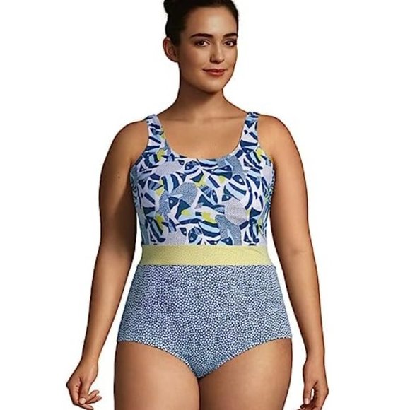 Lands' End Other - NWT Lands' End Womens Scoop Neck Soft Cup Tugless Belted 1 Piece Sz 16 $80 Z467